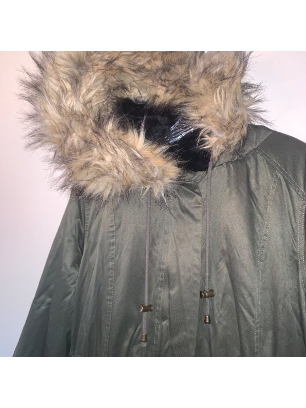 Torrid Green Long Parka Faux Fur Hood 3X - Picture 13 of 16